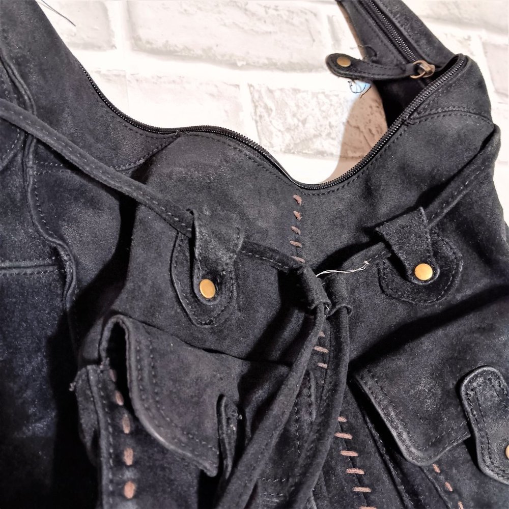 a.n.a. A NEW APROACH Genuine Suede Leather Hand/Shoulder  Bag Purse Large Pocket - Picture 4 of 11